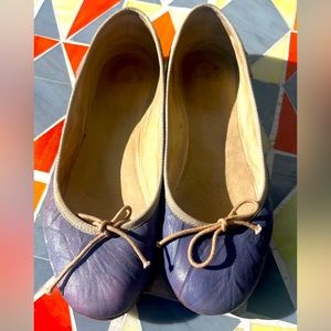 Mexx Women’s Ballet Flats, Leather, Rubber Soles, Purple, Size Euro 38, US 7.5